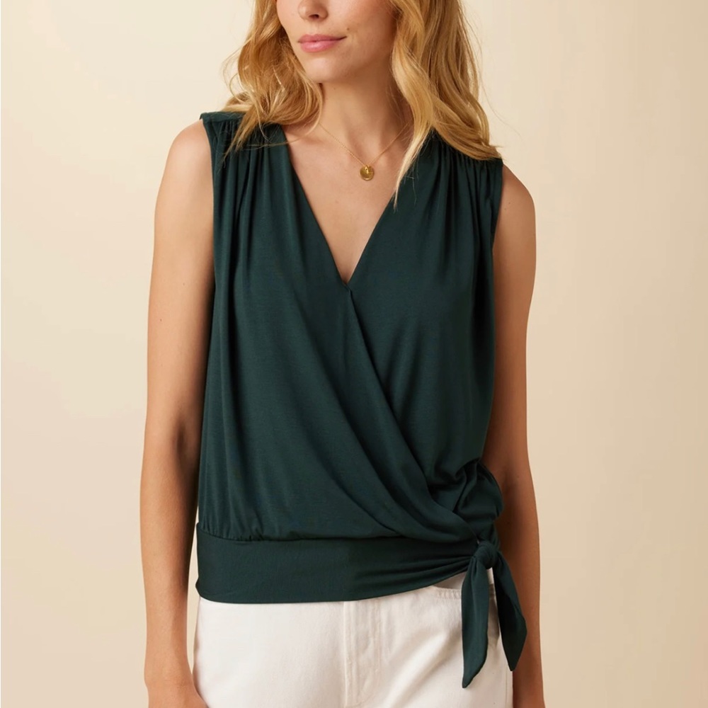 Amour Vert Simone Dream Knit Top XS Darkest Spruce Green